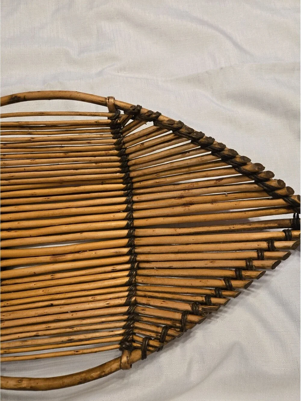 Vintage Large Basket FISH shaped wicker bamboo rattan beach coastal ocean decor
